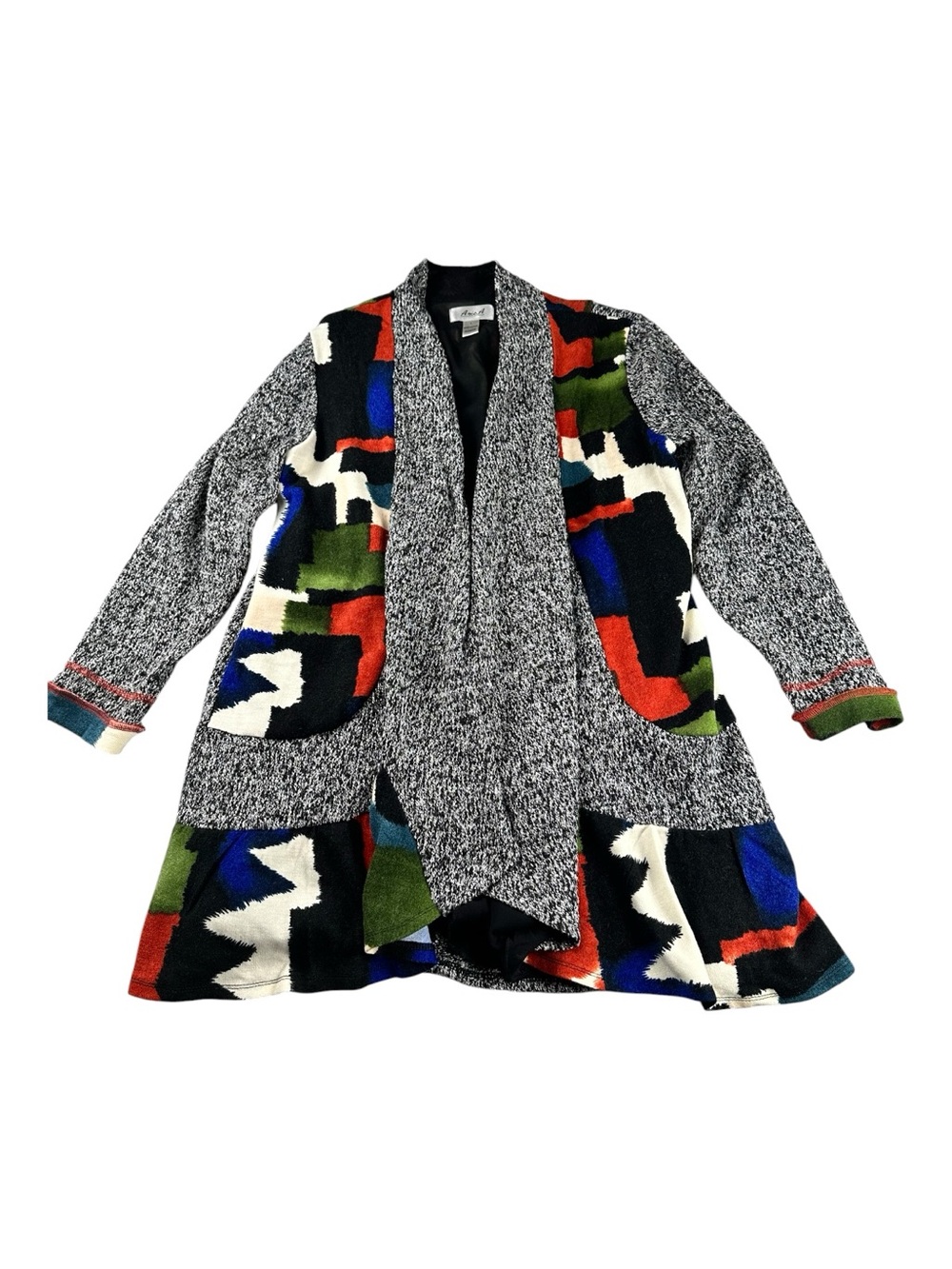 Anes A Art to Wear Patchwork Cardigan L Lagenlook Draped Boho - Picture 8 of 11